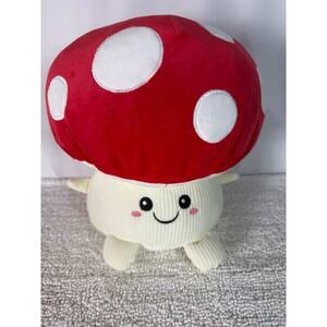 Smoochy Pals Red Mushroom Plush Stuffed Animal Smiling Face‎ Corduroy 12" Cute